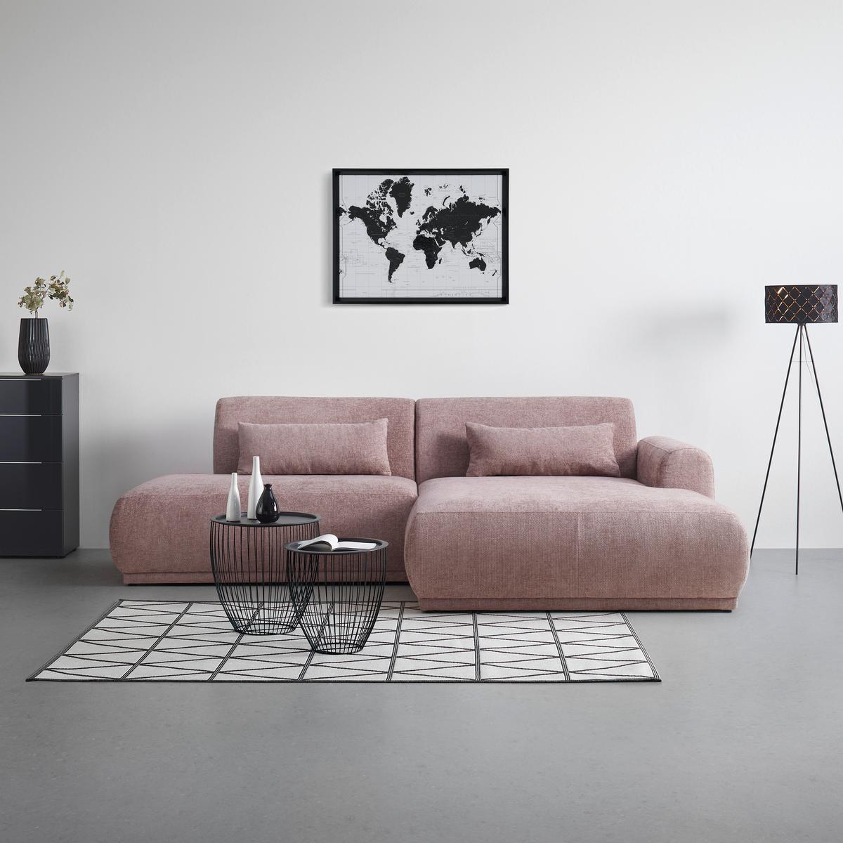 canapé d'angle in Altrosa - Altrosa/Schwarz, Kunststoff/Textil (279/85/181cm) - Premium Living