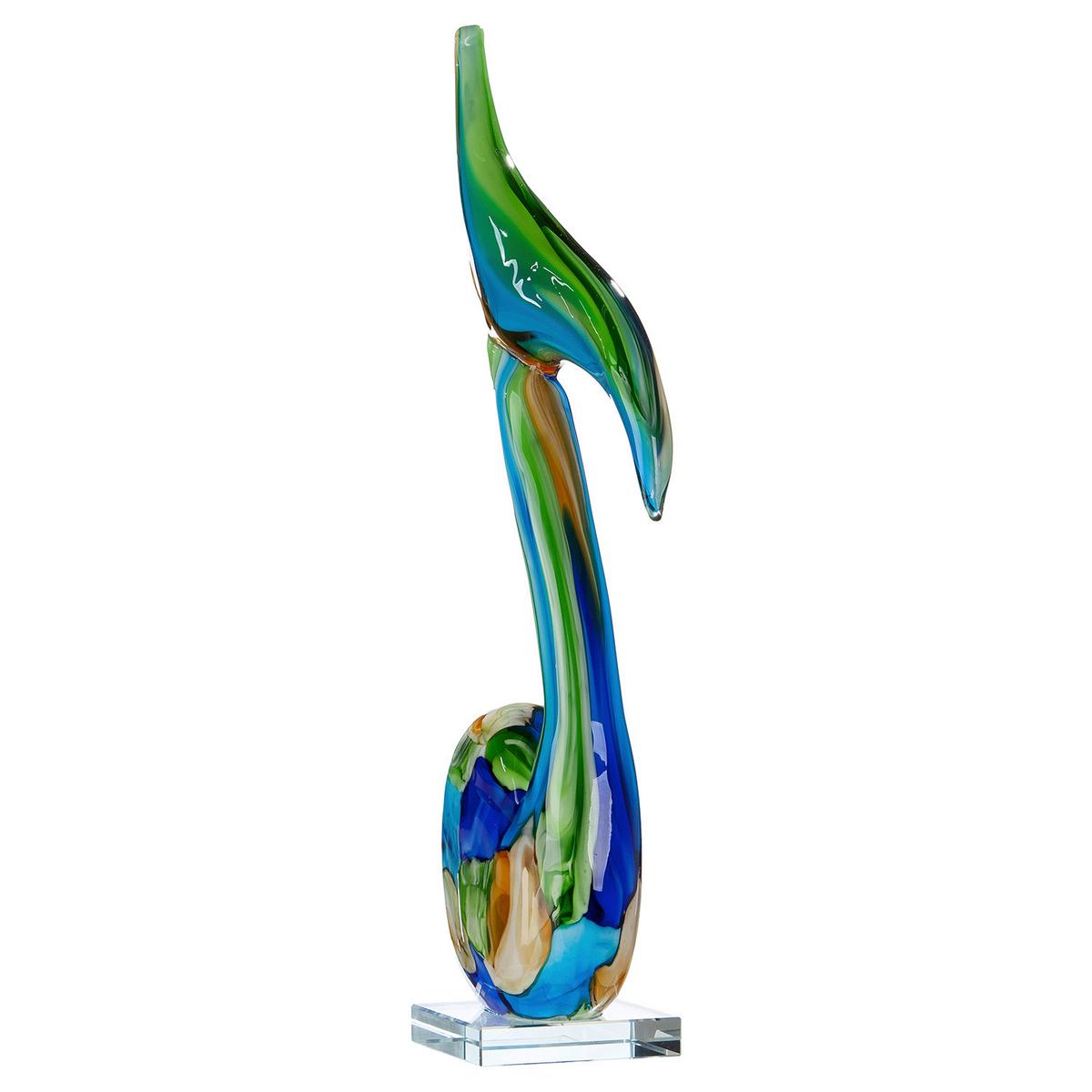 Skulptur Glass Art Blau/Braun/Grün - Blau/Braun, Basics, Glas (23/50/10cm)