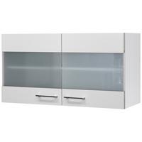 Küchenoberschrank Weiß - Edelstahlfarben/Weiß, MODERN, Holzwerkstoff/Metall (100/54/32cm) - FlexWell