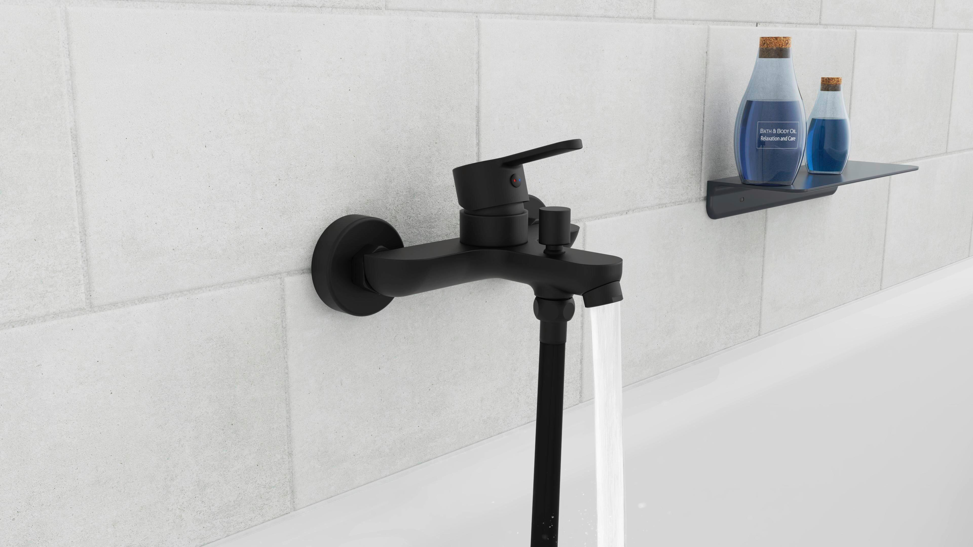 Baterie pentru duș/cadă DENVER - negru, Basics, metal (5,5/15,9/15,7cm) - Schütte