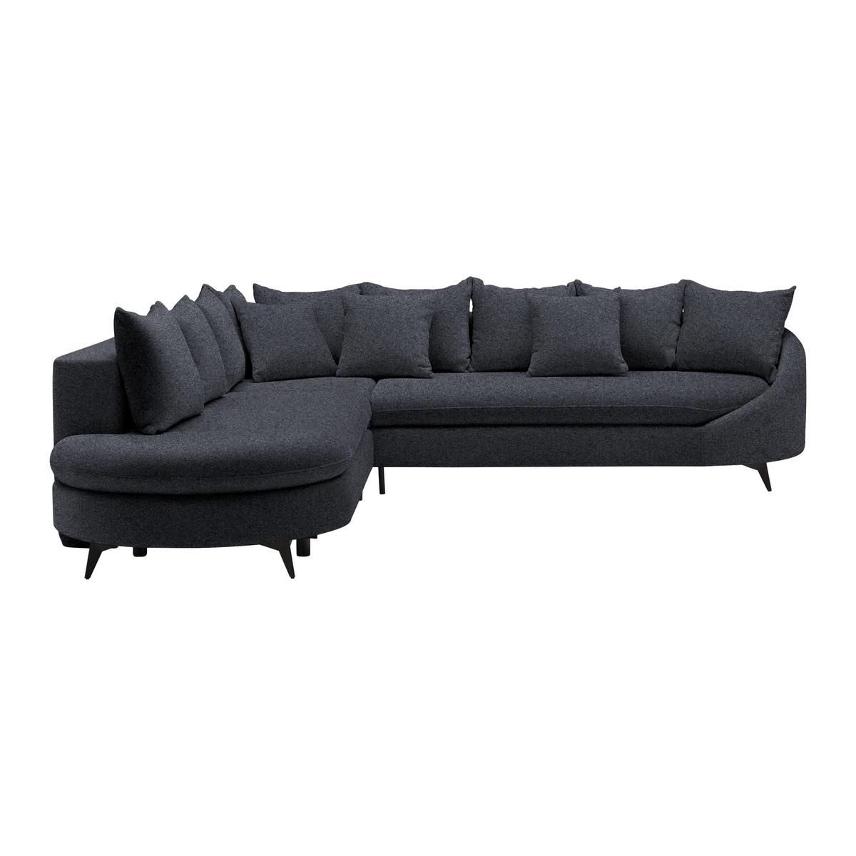 Ecksofa Axel Dunkelgrau - Dunkelgrau/Schwarz, MODERN, Textil/Metall (250/87/291cm) - Mömax