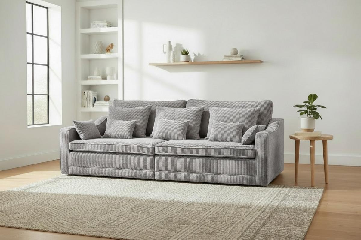 Canapea Bigsofa EVORA - gri deschis, Modern, textil (276/71-92/137cm) - Modern Living