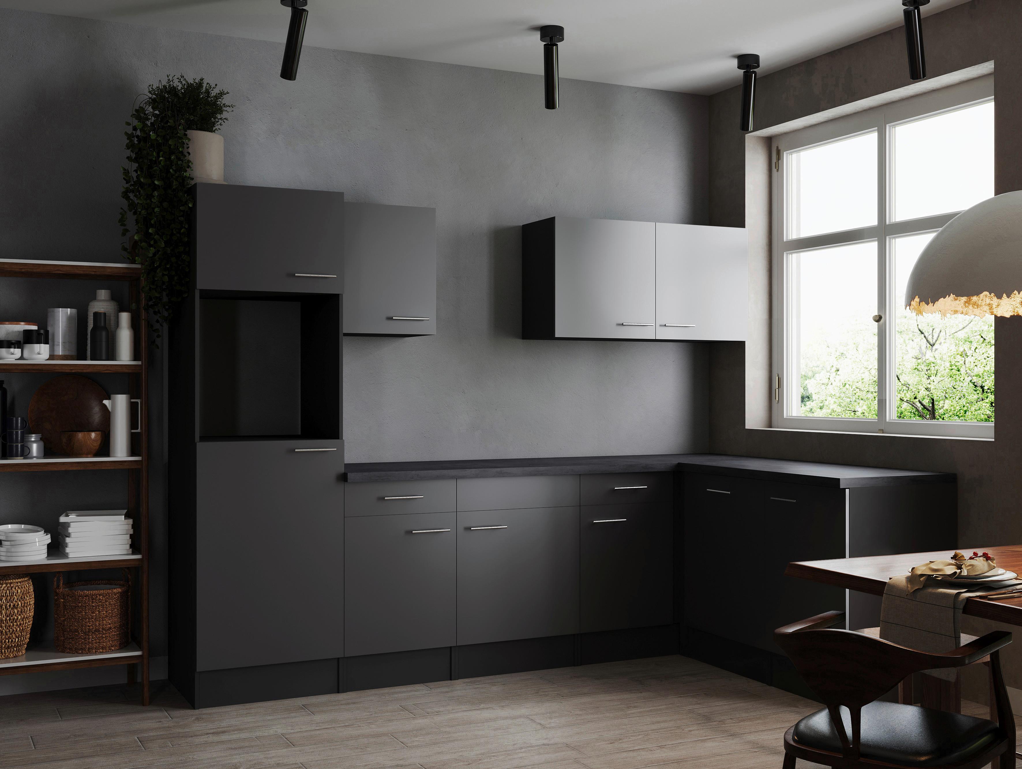 Kotna Kuhinja Brez Aparatov Oliver, 280x172cm - srebrne barve/siva, Design, kovina/leseni material (280/172cm) - Respekta