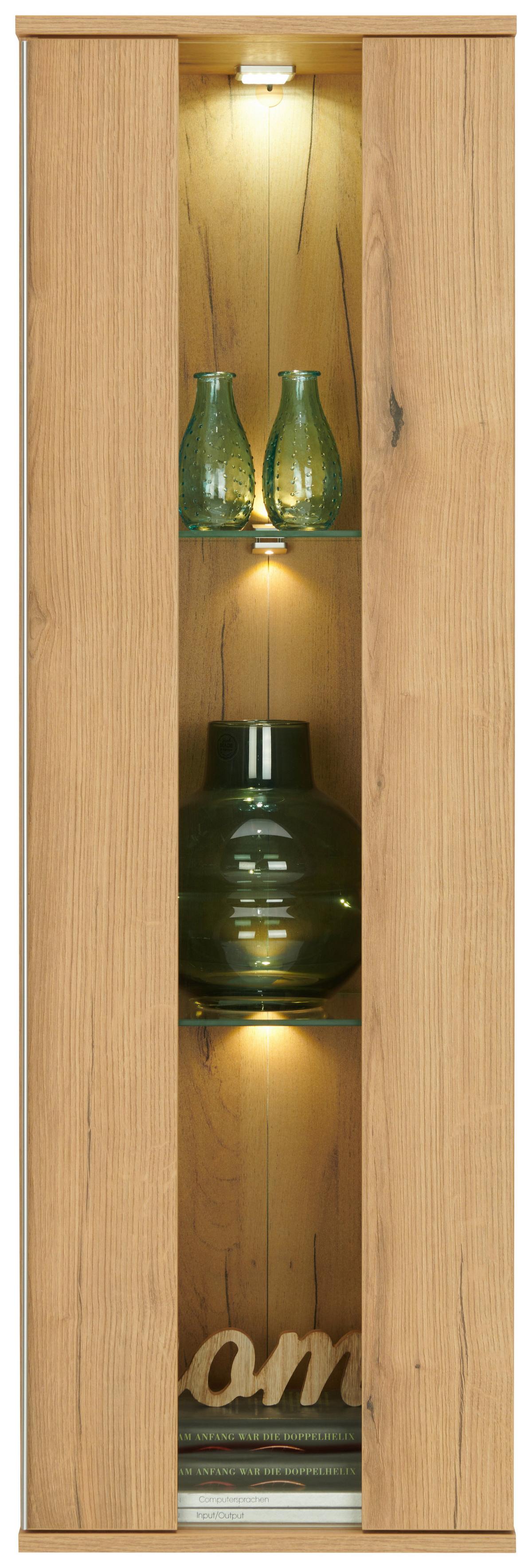 Viseča Vitrina Power, Barva Hrasta - barve hrasta/prozorno, Moderno, umetna masa/steklo (42,2/129,8/32cm) - Mömax