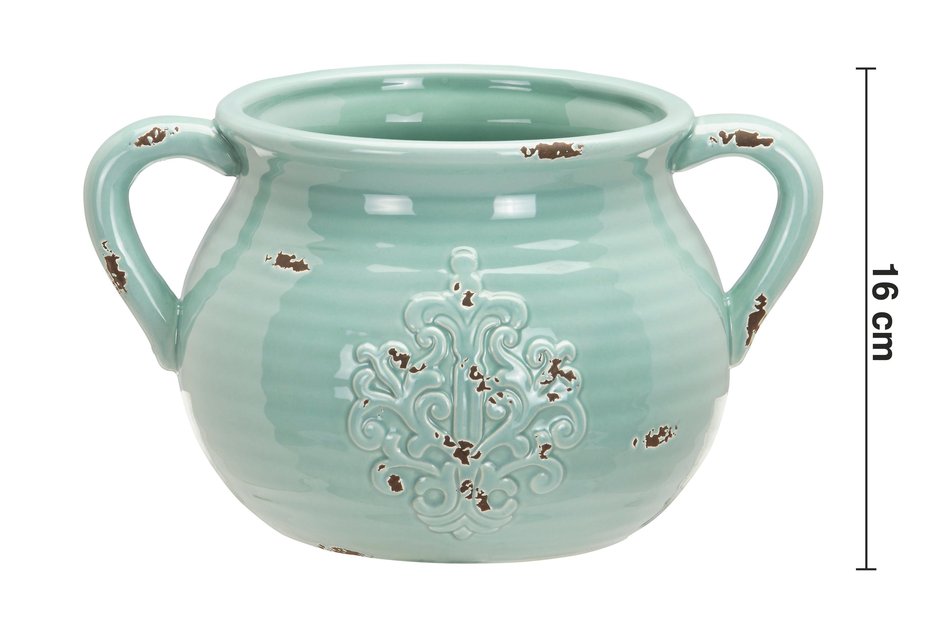 Dekokrug in Grün H ca. 16 cm 'Euphoria' - Grün, ROMANTIK / LANDHAUS, Keramik (27,5/21/16cm) - Bessagi Home