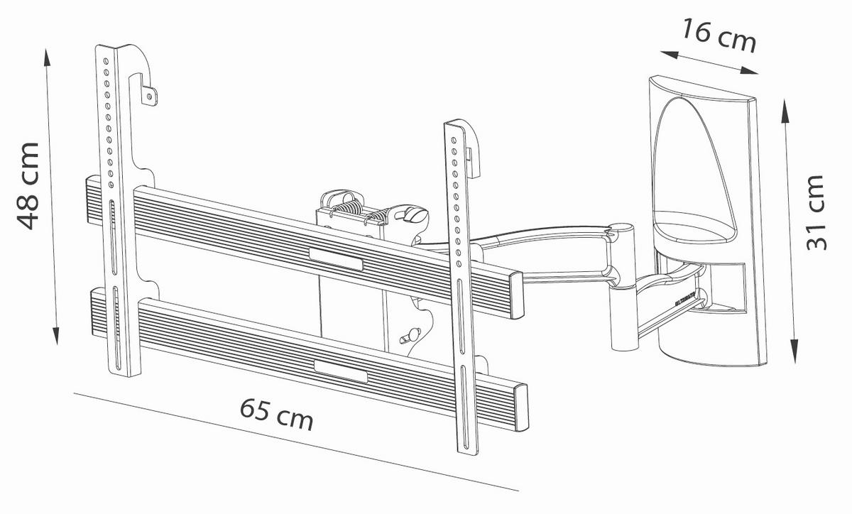 TV-Wandhalter WS 300 ca. 65x48 cm Schwarz - Schwarz, KONVENTIONELL, Metall (65/48/67cm) - MID.YOU