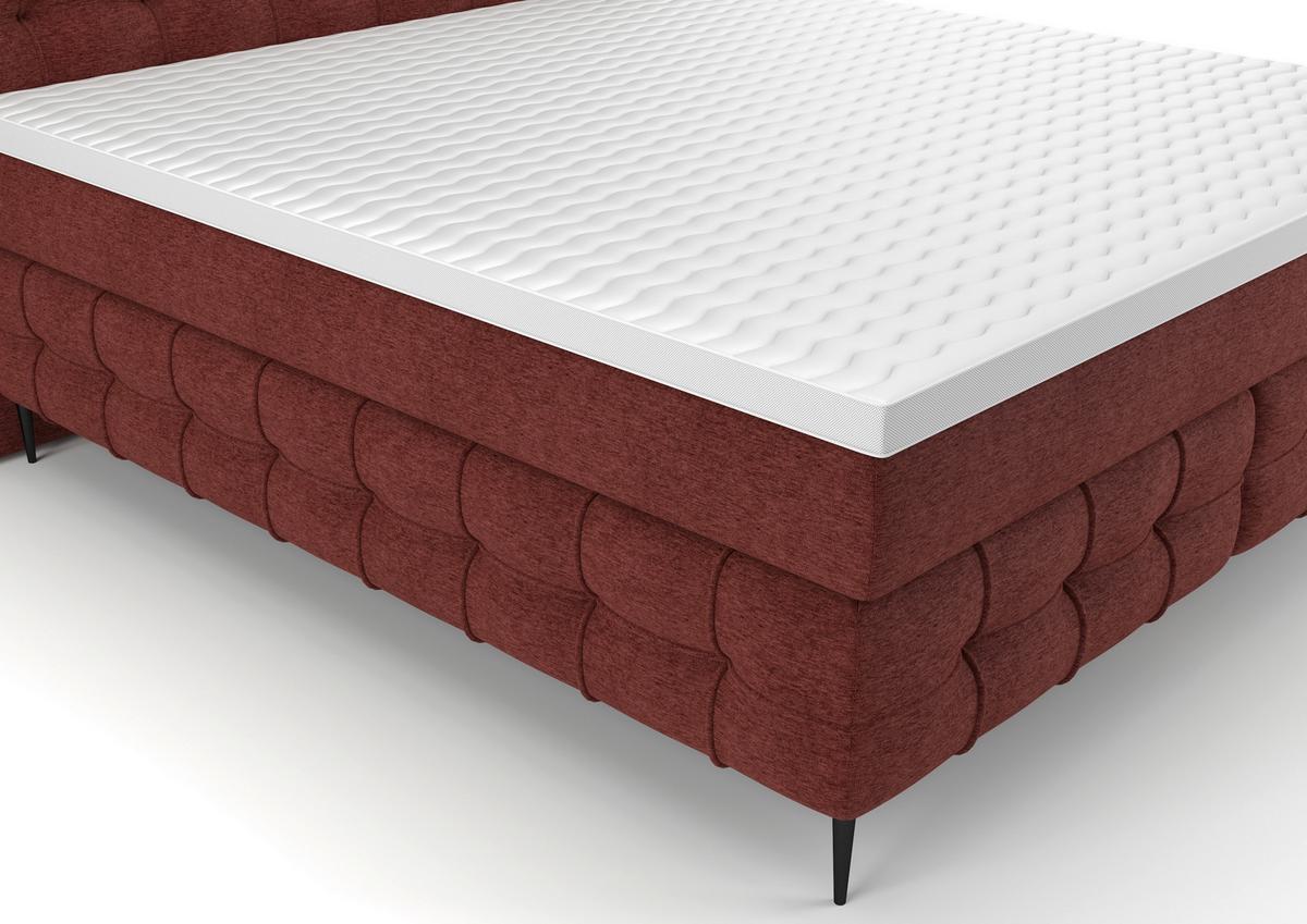 PAT BOXSPRING SCARLETT - roșu închis, Konventionell, lemn/textil (160/200cm)
