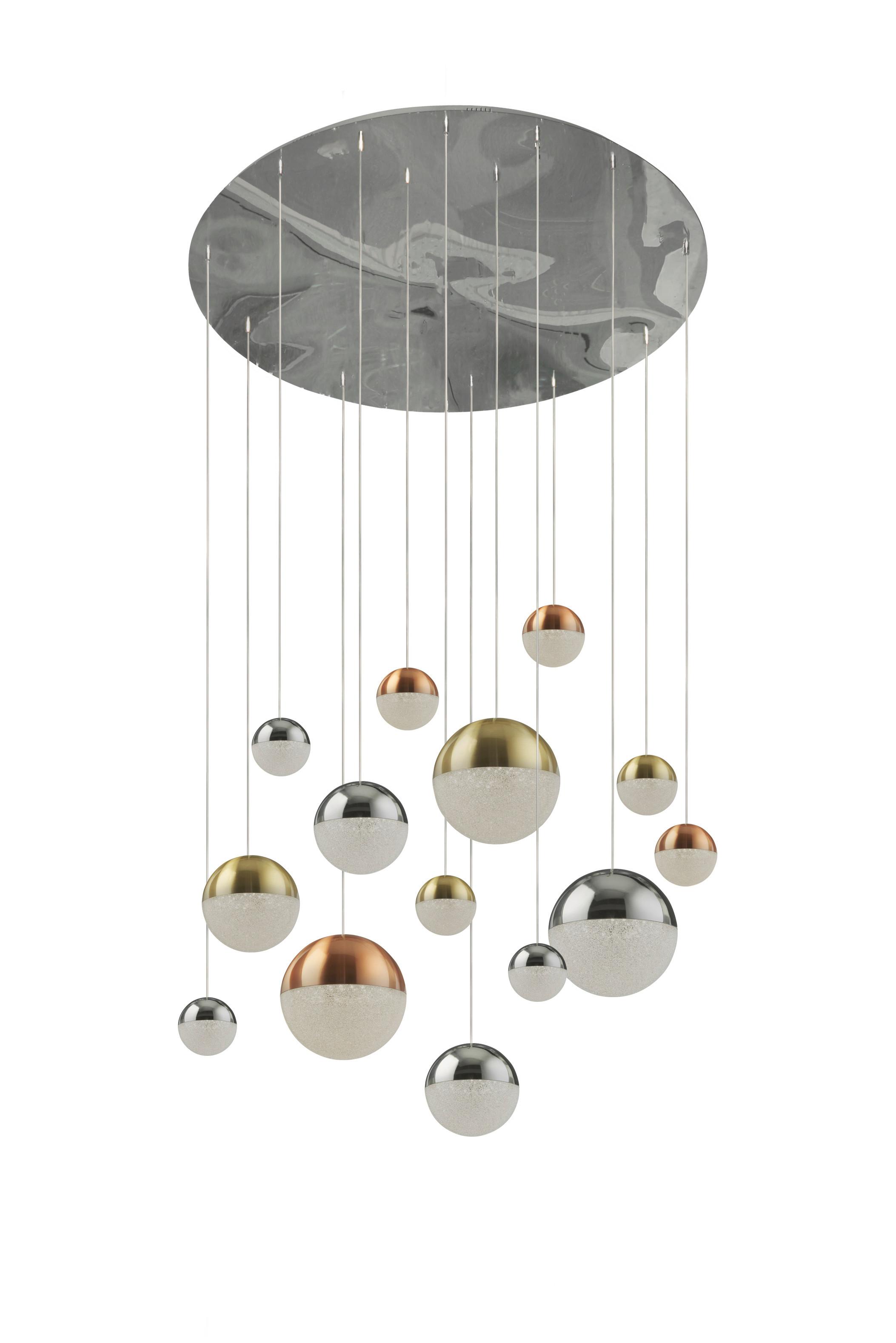 Led Függeszték 4514-14 - krómszínű, Design, üveg/textil (70/300cm)