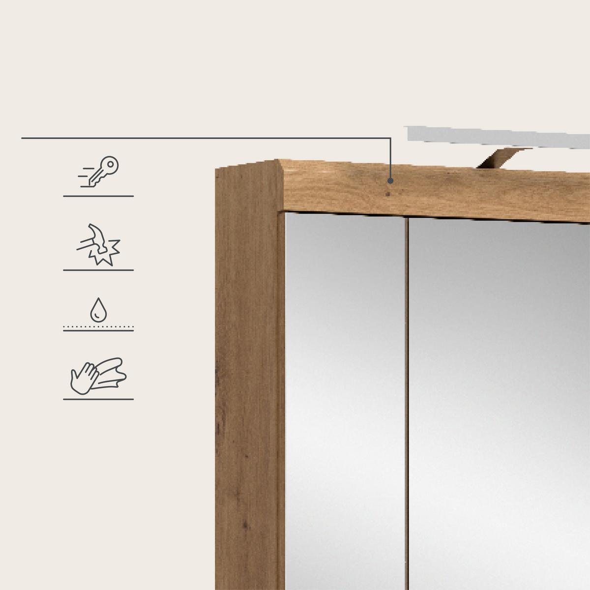 Spiegelschrank Eiche Artisan - Eiche Artisan, Trend, Glas/Holzwerkstoff (60/79/18cm) - MID.YOU