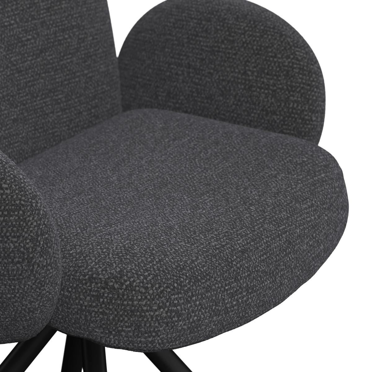Armlehnstuhl Josea Dunkelgrau Chenille Drehbar Gepolstert - Dunkelgrau/Schwarz, MODERN, Holz/Textil (64/85/63cm) - Bessagi Home