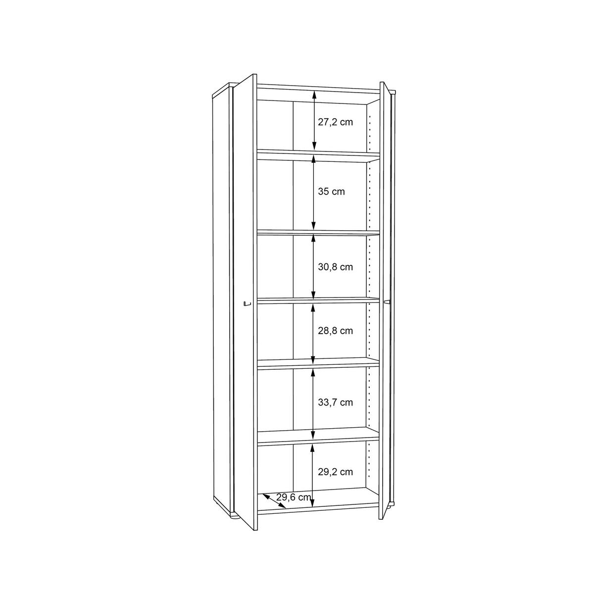 Omara S Klasičnimi Vrati Tempra 2, Barva Hrasta - barve aluminija/hrast sonoma, Design, umetna masa/leseni material (73,7/197,5/34,8cm)