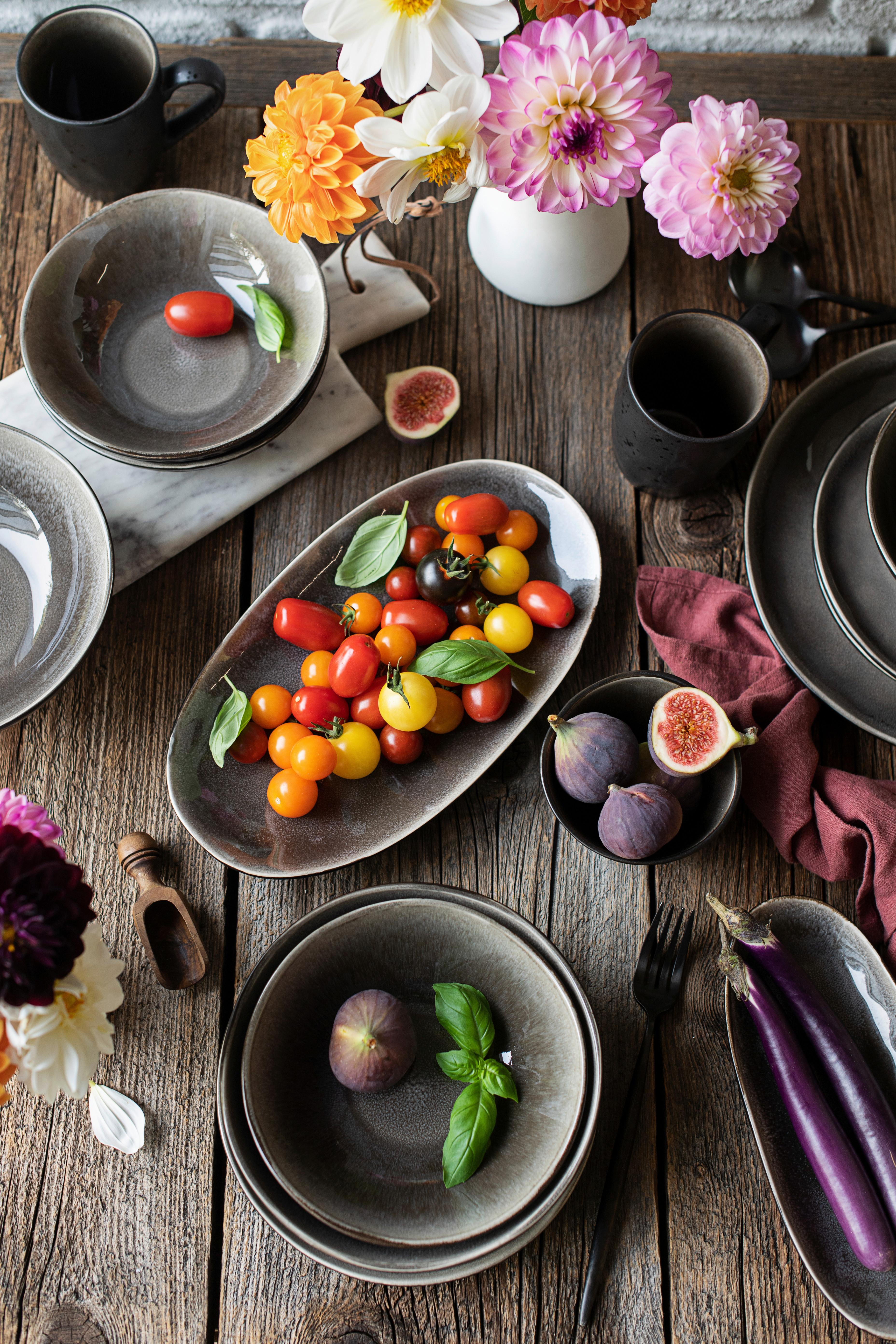 KOMBISERVICE NIARA ORGANIC - Schwarz/Braun, Basics, Keramik - Mäser