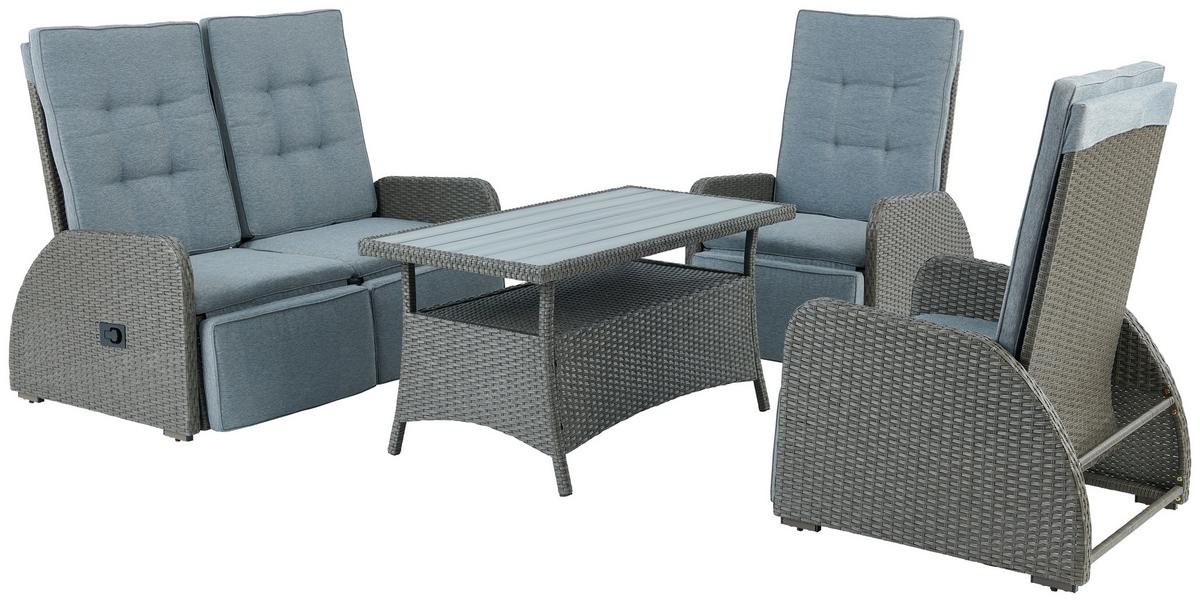 Lounge Garnitura Santander, Siva, 4-Delni Set - siva, Moderno, kovina/umetna masa - Beldano