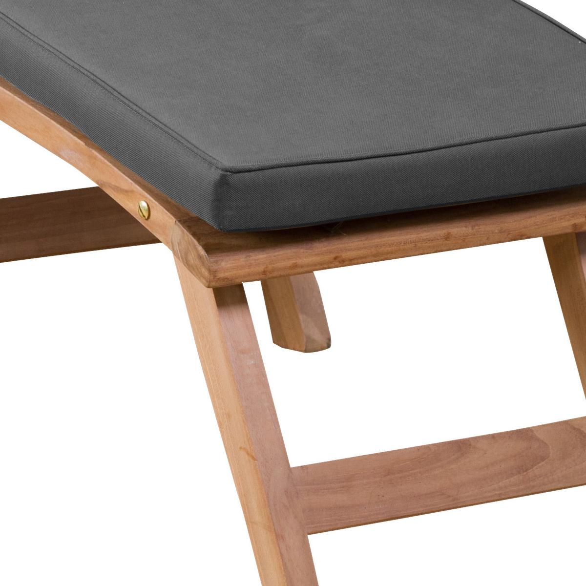 Sonnenliege Woodie Teak - Grau/Teakfarben, Basics, Holz (60/93/170cm) - Gardenson