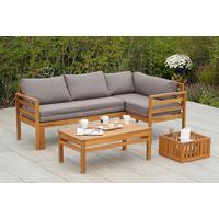 Gartenset Brasilia Echtholz - Grau/Akaziefarben, KONVENTIONELL, Holz/Textil - Gardenson