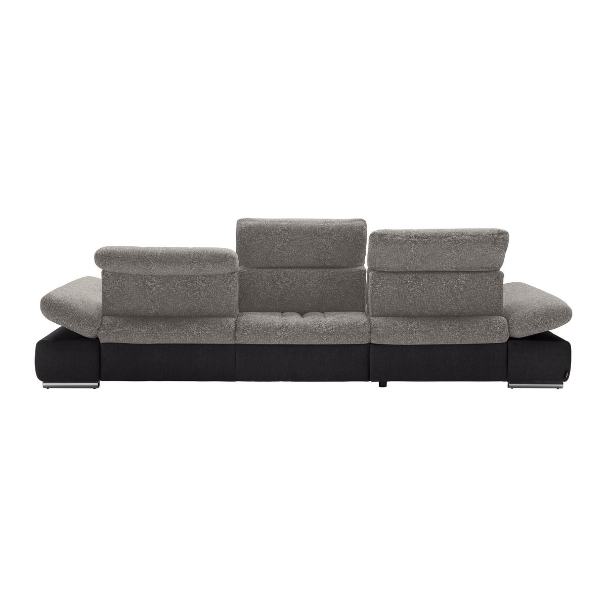 Wohnlandschaft Sanfino Silberfarben/Dunkelgrau - Chromfarben/Dunkelgrau, KONVENTIONELL, Holz/Textil (199/79-96/305cm) - Premium Living