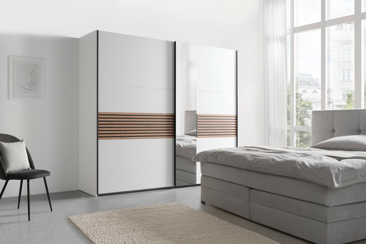 Omara Z Drsnimi Vrati Leo - črna/bela, Konvencionalno, kovina/steklo (250/216/65cm) - Premium Living