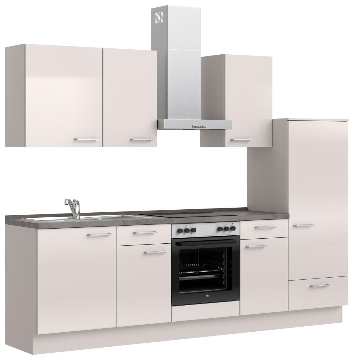 Küchenblock Flash Low m. Geräten Hellgrau - Schieferfarben/Edelstahlfarben, MODERN, Holzwerkstoff/Metall (270cm) - Nobilia