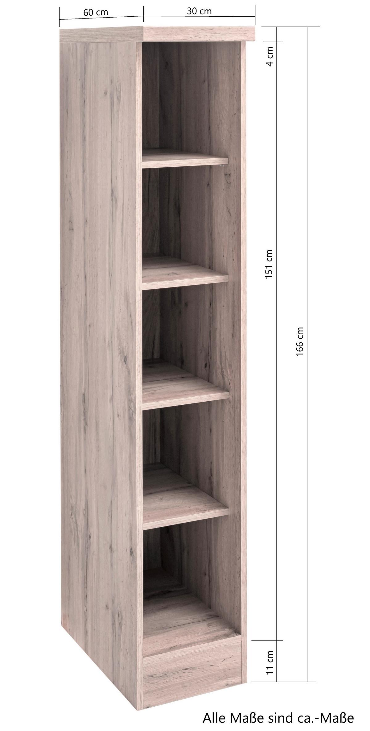 Regal Turin ca. 30x166 cm Wotan Eiche - Eiche Wotan, Design, Holzwerkstoff (30/166/60cm) - Held