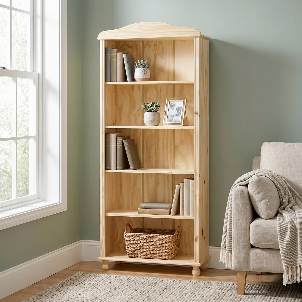 Regal mit 4 Böden Naturfarben - Naturfarben, Natur, Holz (77/180/30cm) - Livetastic