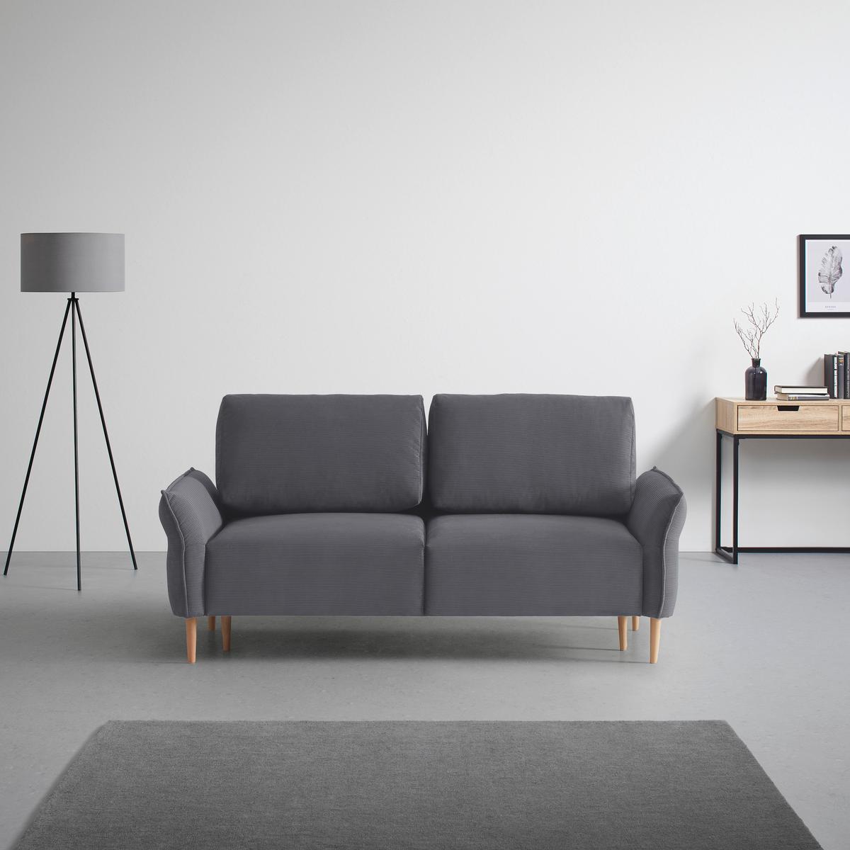 Trosjed Custom - tamno siva/prirodne boje, Moderno, tekstil/drvo (183/85/92cm) - Mömax