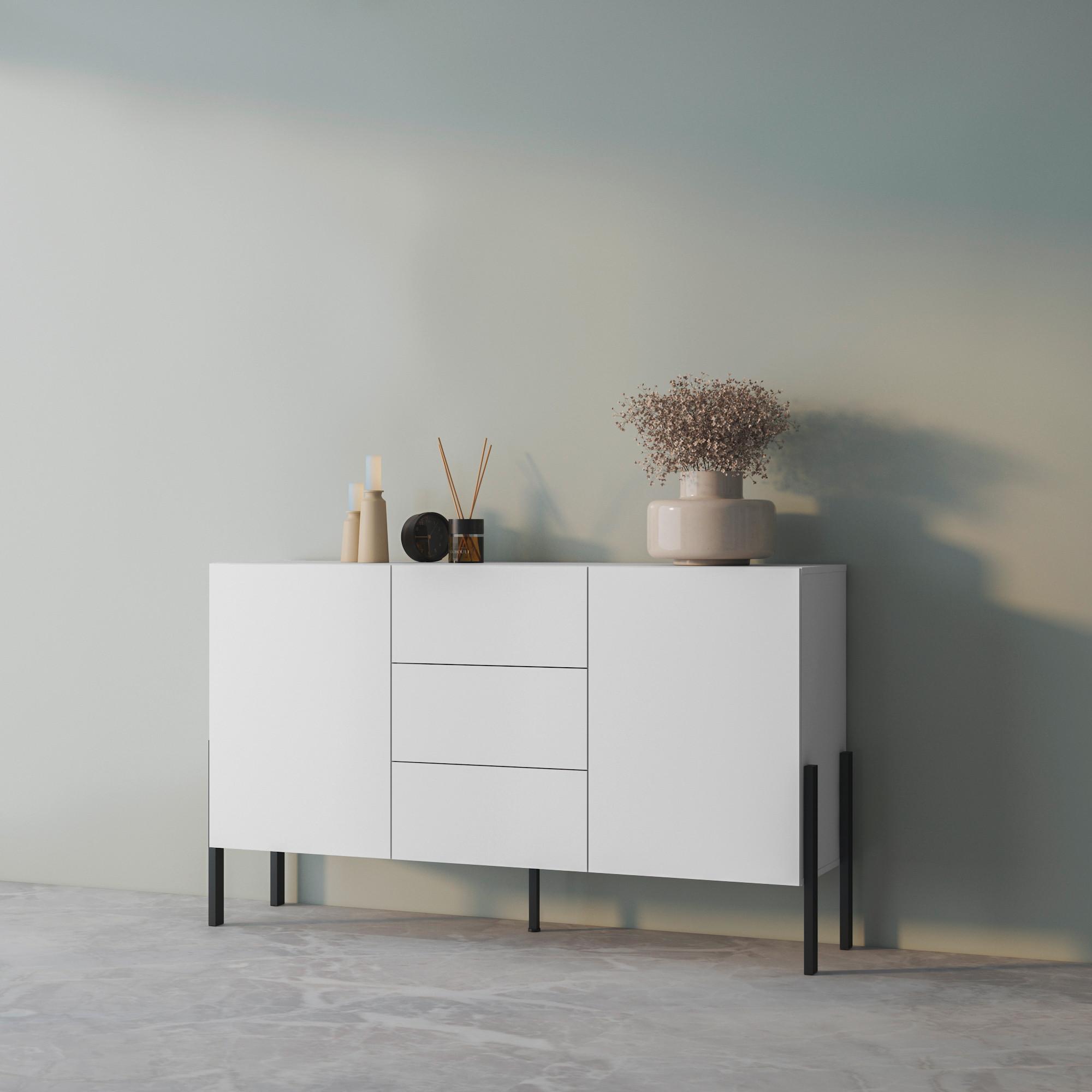 Komód Jukon - fehér, Modern, faalapú anyag (154/90/40cm)
