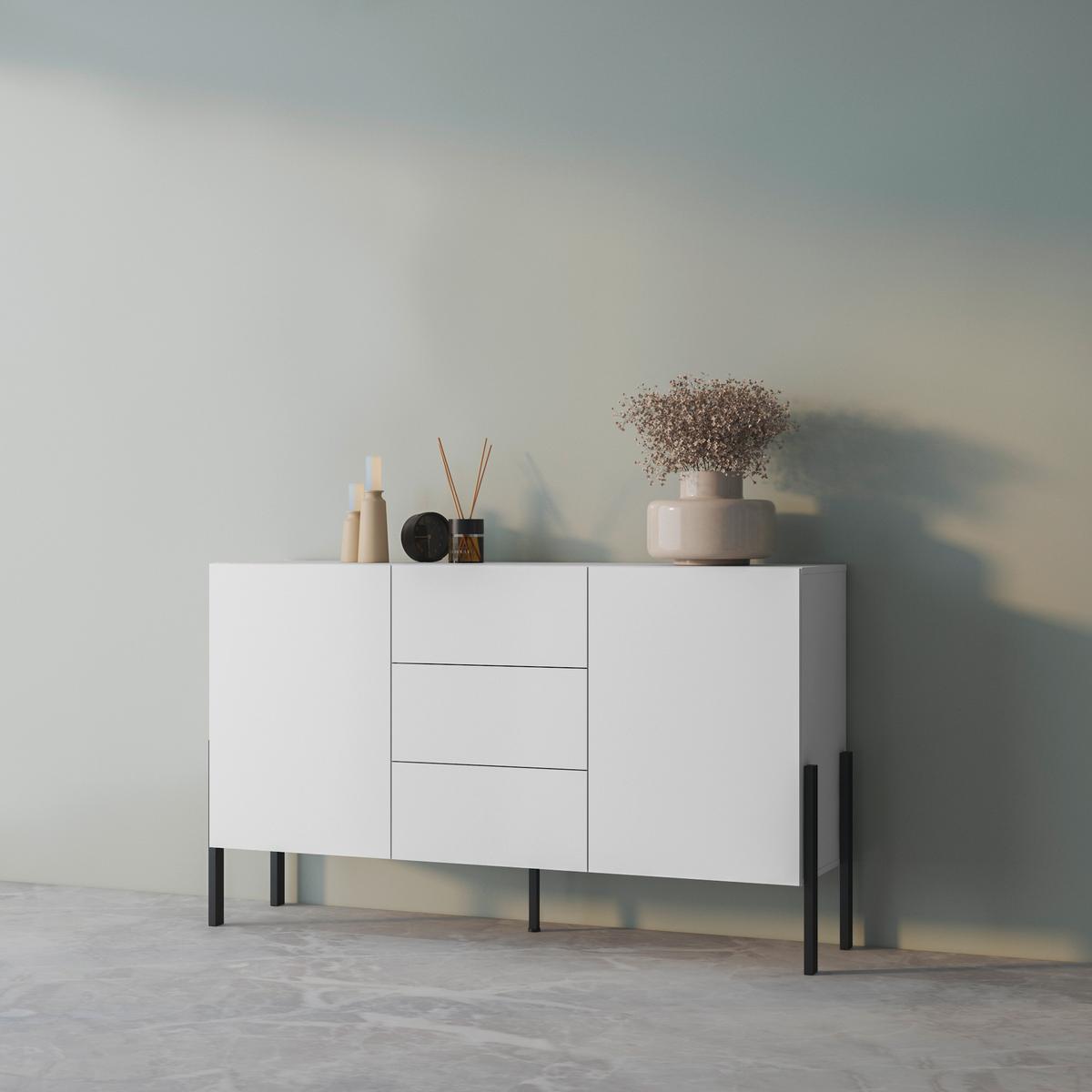 Komód Jukon - fehér, Modern, faalapú anyag (154/90/40cm)