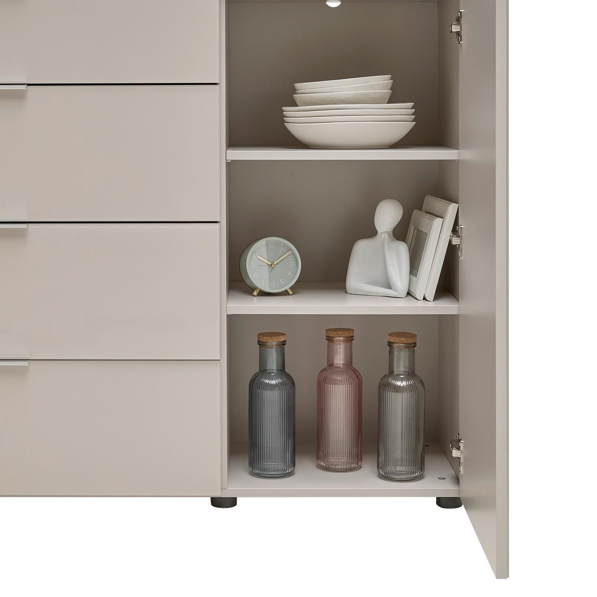 Kommode Siena Kaschmirfarben - Chromfarben/Kaschmir, MODERN, Glas/Holzwerkstoff (135/99/40cm) - Mömax