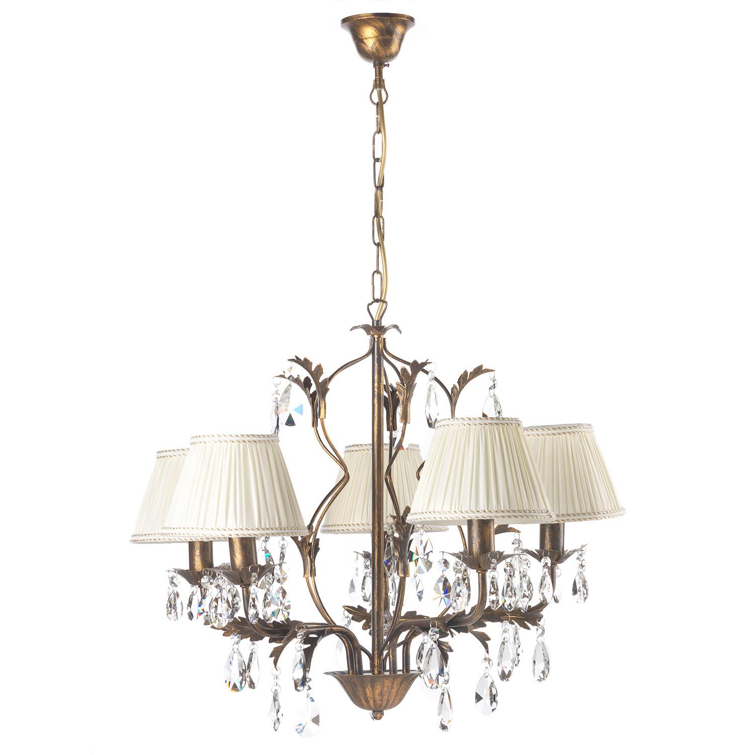 Kristall-Hängeleuchte Karen Bronzefarben max. 6 Watt - Bronzefarben, KONVENTIONELL, Glas/Metall (60/105cm)