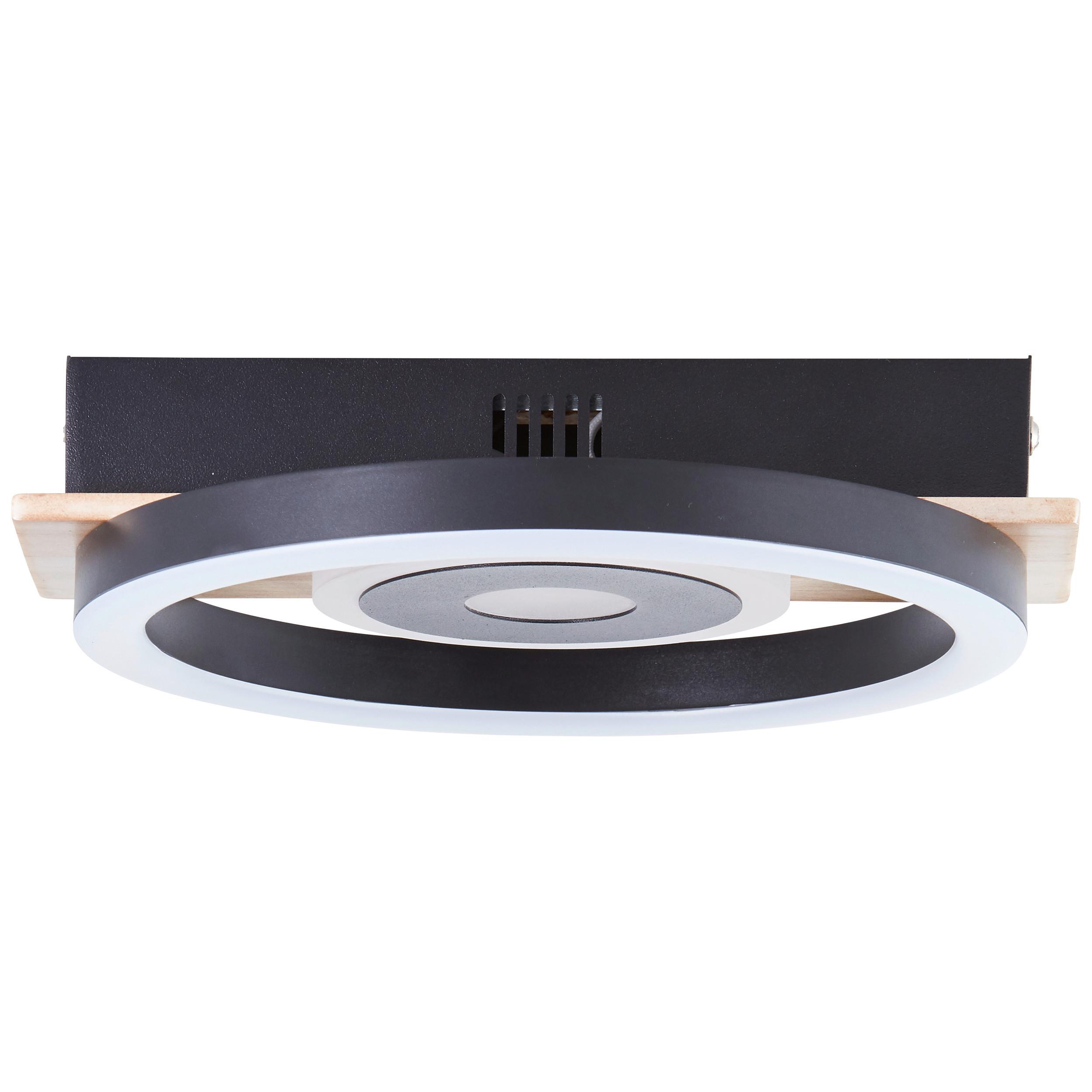 LED-Deckenleuchte Maureen Schwarz/Hellbraun max. 12 Watt - Hellbraun/Schwarz, Basics, Holz/Kunststoff (5,5/22/20cm) - Brilliant