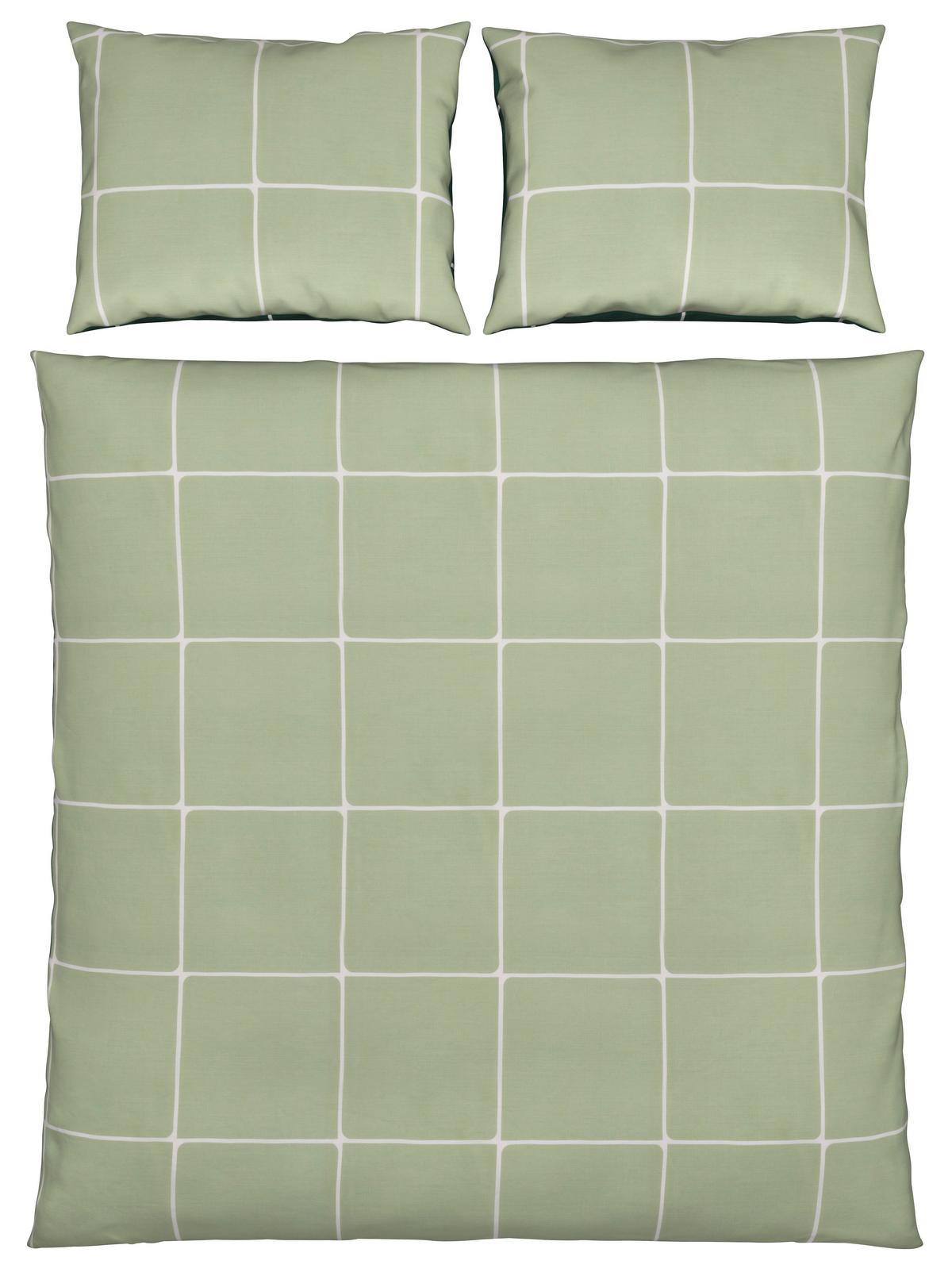 Bettwäsche Linnea Wende XXL Weiß/Salbeigrün/Waldgrün - Waldgrün/Salbeigrün, MODERN, Textil (200/220cm) - Modern Living