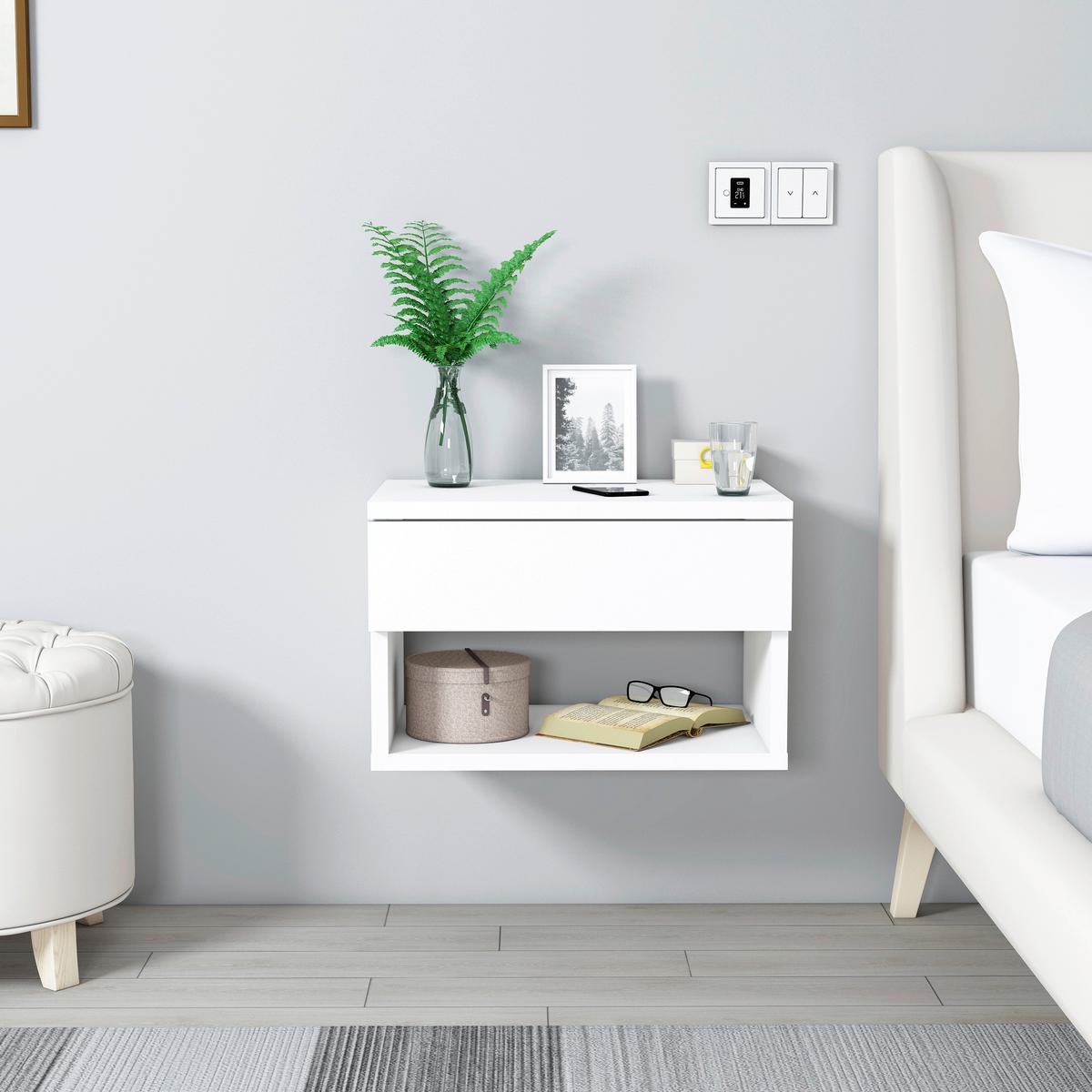 NACHTTISCH HESTIA - Weiss, Design, Holzwerkstoff (44,6/29/31,6cm) - MID.YOU