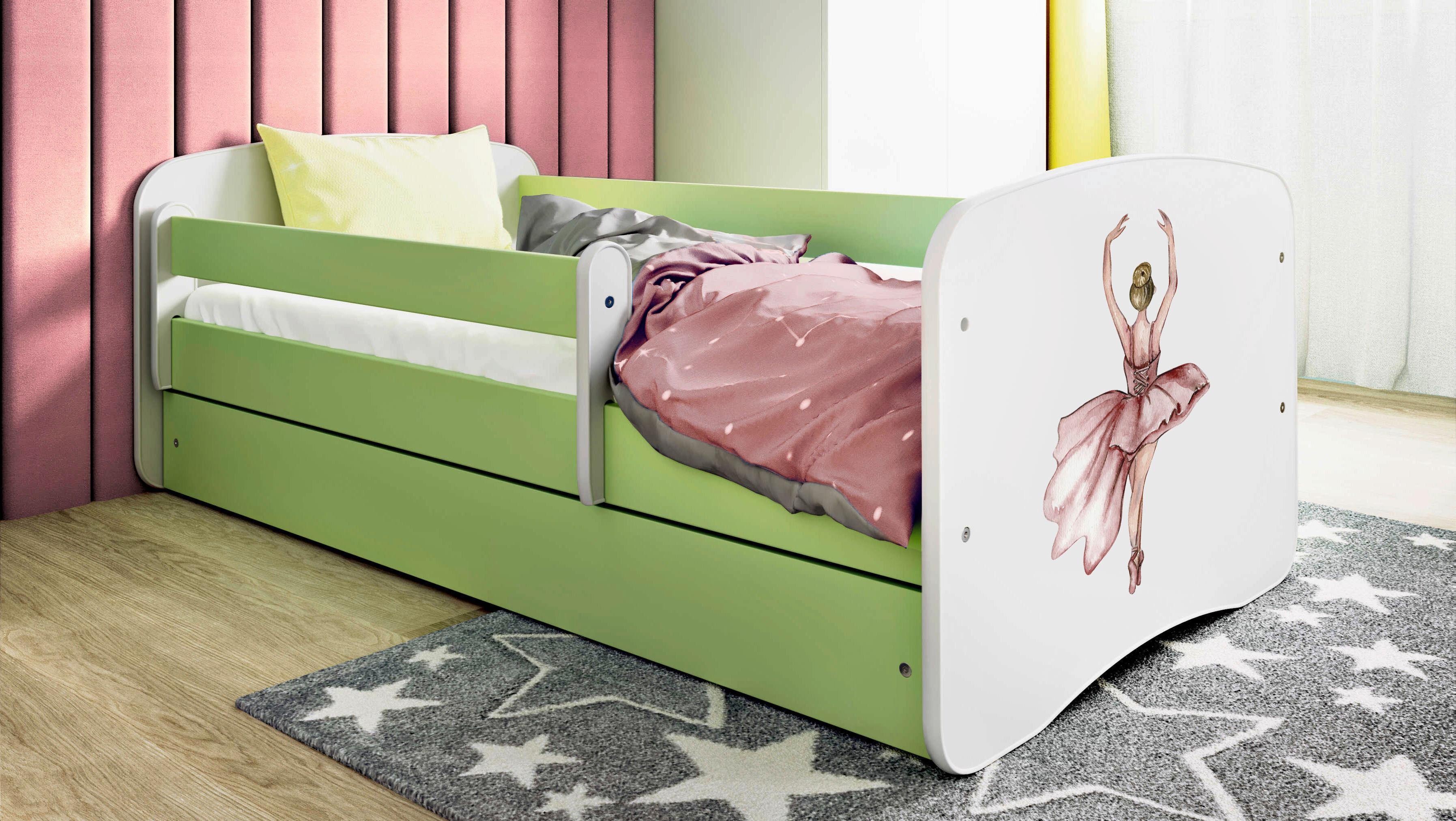 Otroška Postelja Babydreams, Bela, Zelena, 80x160cm - zelena/bela, Moderno, tekstil/leseni material (80/160cm) - MID.YOU