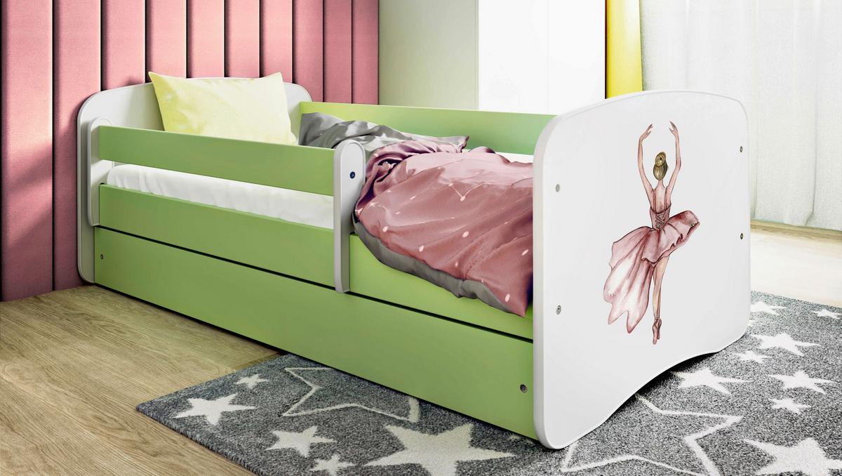 Otroška Postelja Babydreams, Bela, Zelena, 80x160cm - zelena/bela, Moderno, tekstil/leseni material (80/160cm) - MID.YOU