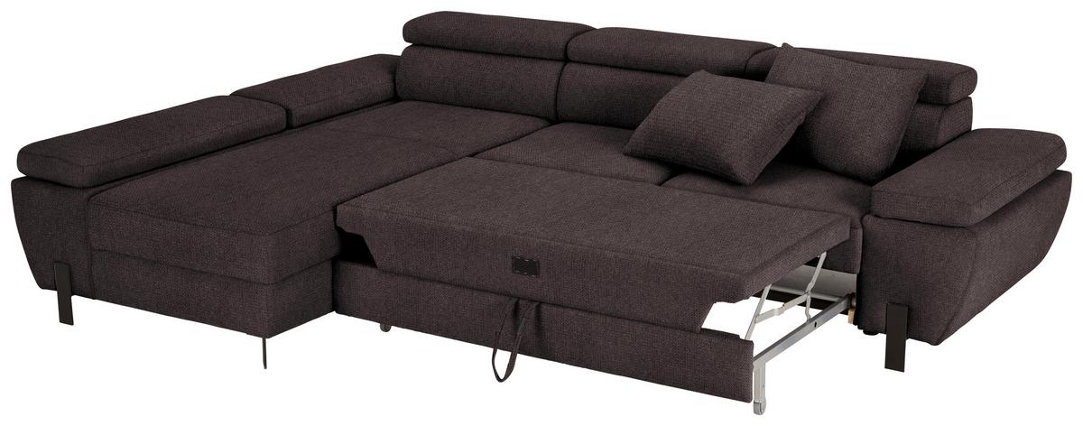 Kutna Garnitura Molina Mini - boje grafita/crna, Moderno, tekstil/metal (189/277cm) - Mömax