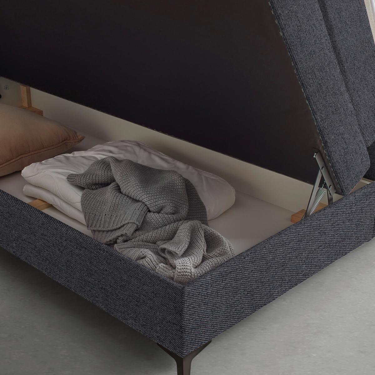 Boxspringbett Bari Anthrazit ca. 200x200cm - Anthrazit/Schwarz, KONVENTIONELL, Karton/Textil (200/200cm) - Based