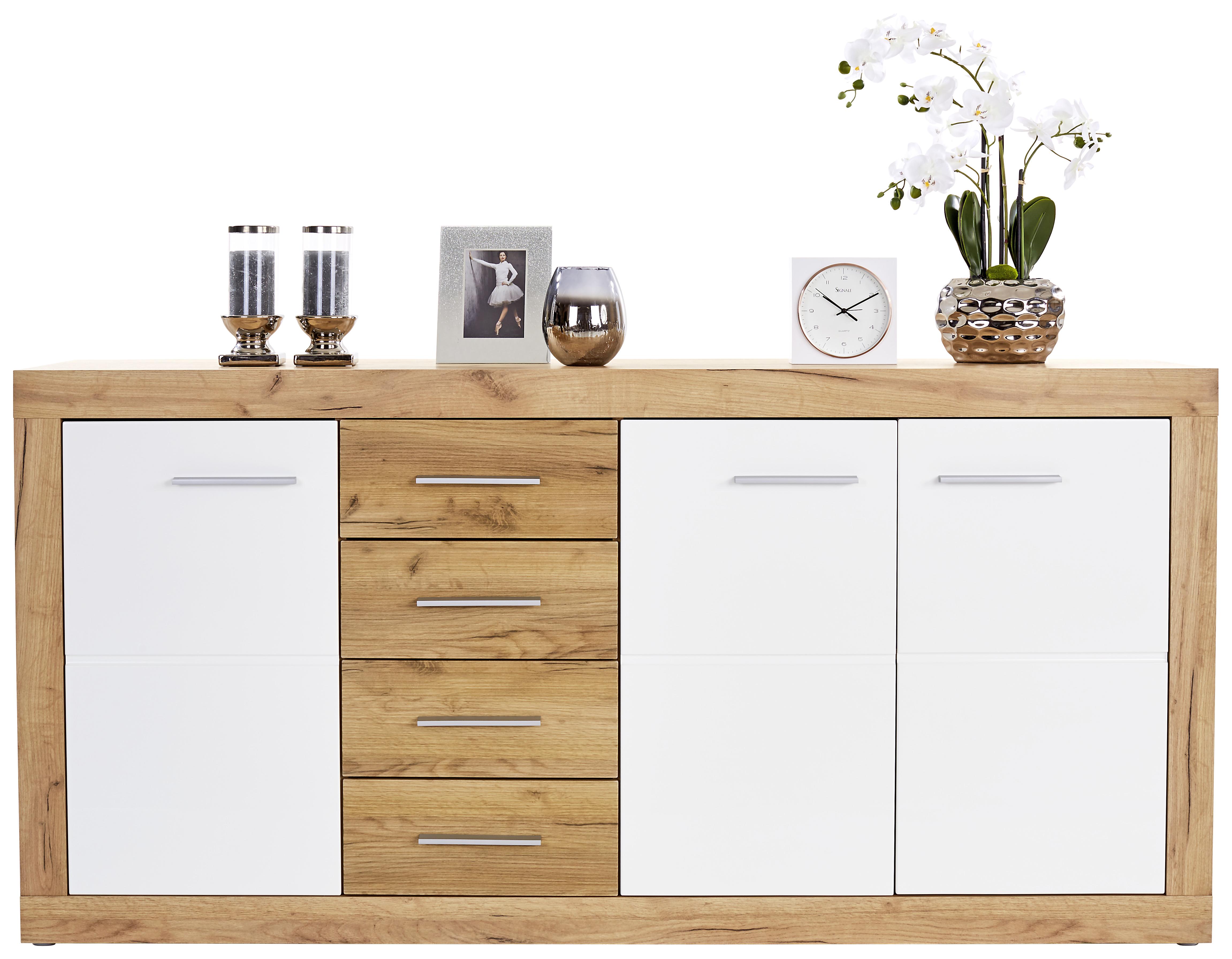 Comodă Malta - alb/culoare lemn stejar, Modern, material pe bază de lemn (178,6/86/39,9cm) - Modern Living