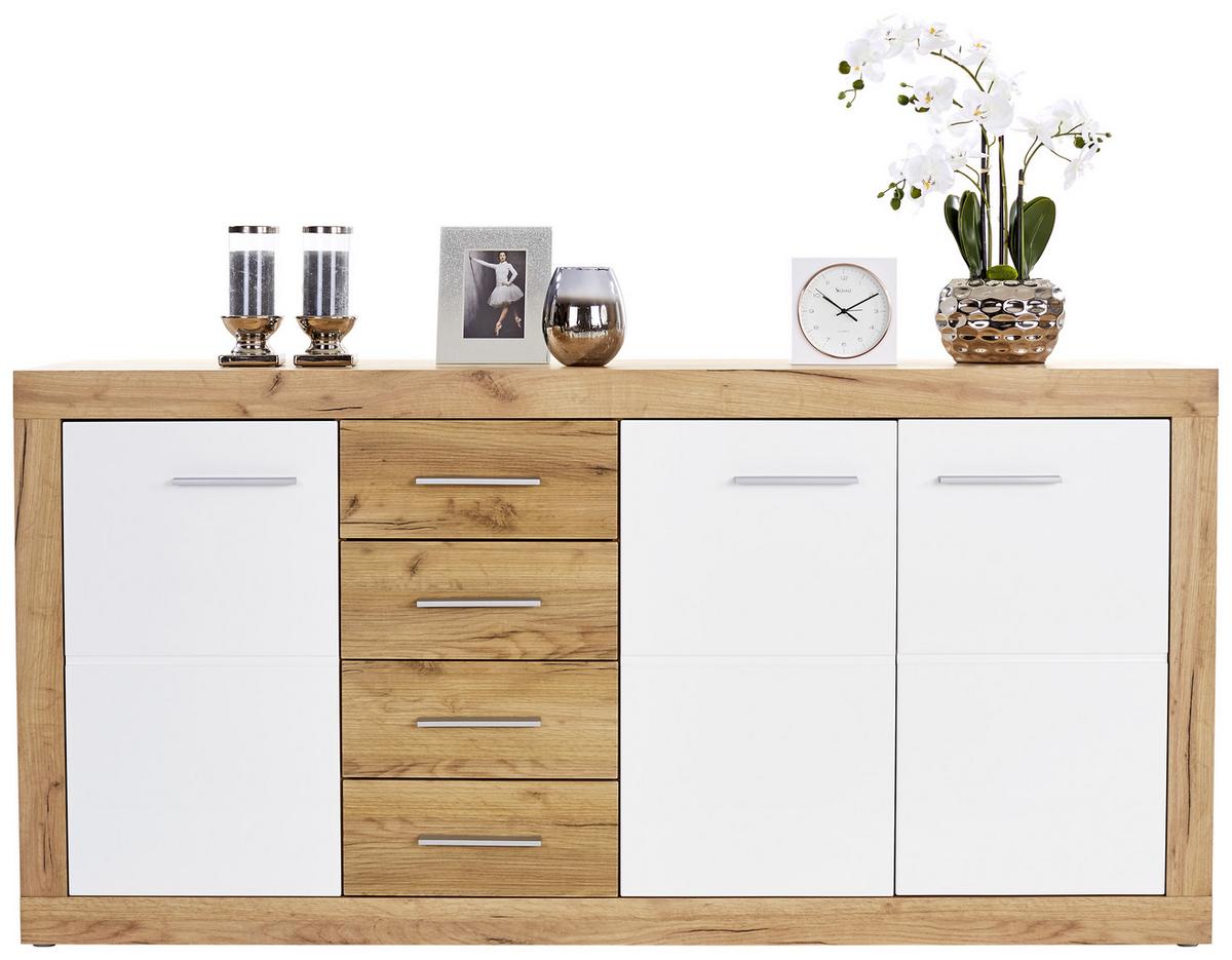 Comodă Malta - alb/culoare lemn stejar, Modern, material pe bază de lemn (178,6/86/39,9cm) - Modern Living