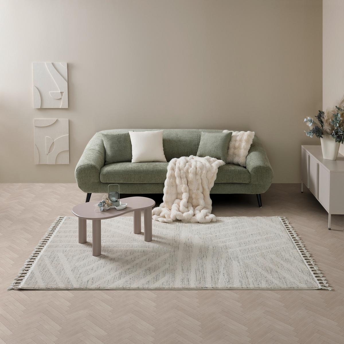 Webteppich Kel Air 3 Naturfarben ca. 160x230cm - Perlmutt/Alabasterfarben, Modern, Textil (160/230cm) - Mömax