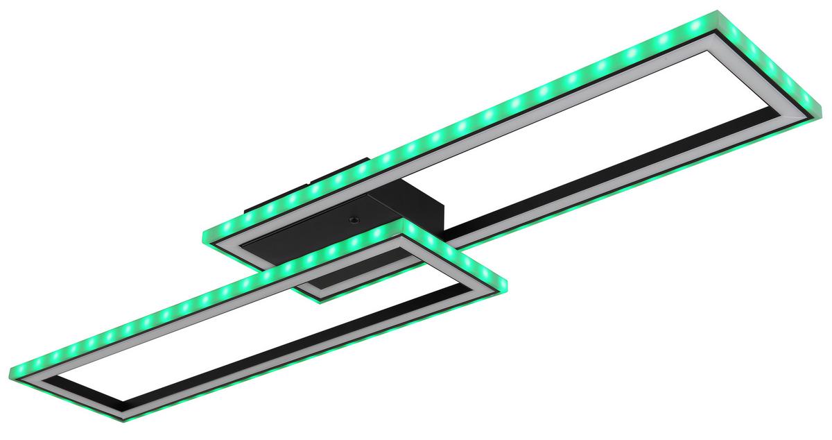 LED-DECKENLEUCHTE 67365 - Opal/Schwarz, Design, Kunststoff/Metall (94,5/24/5,5cm) - Globo