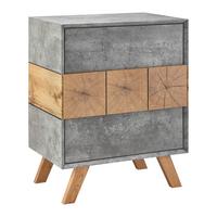 Nachttisch Casper Grau/Eichefarben Echtholz/MDF - Eichefarben/Grau, MODERN, Holz (60/75/40cm) - Bessagi Home