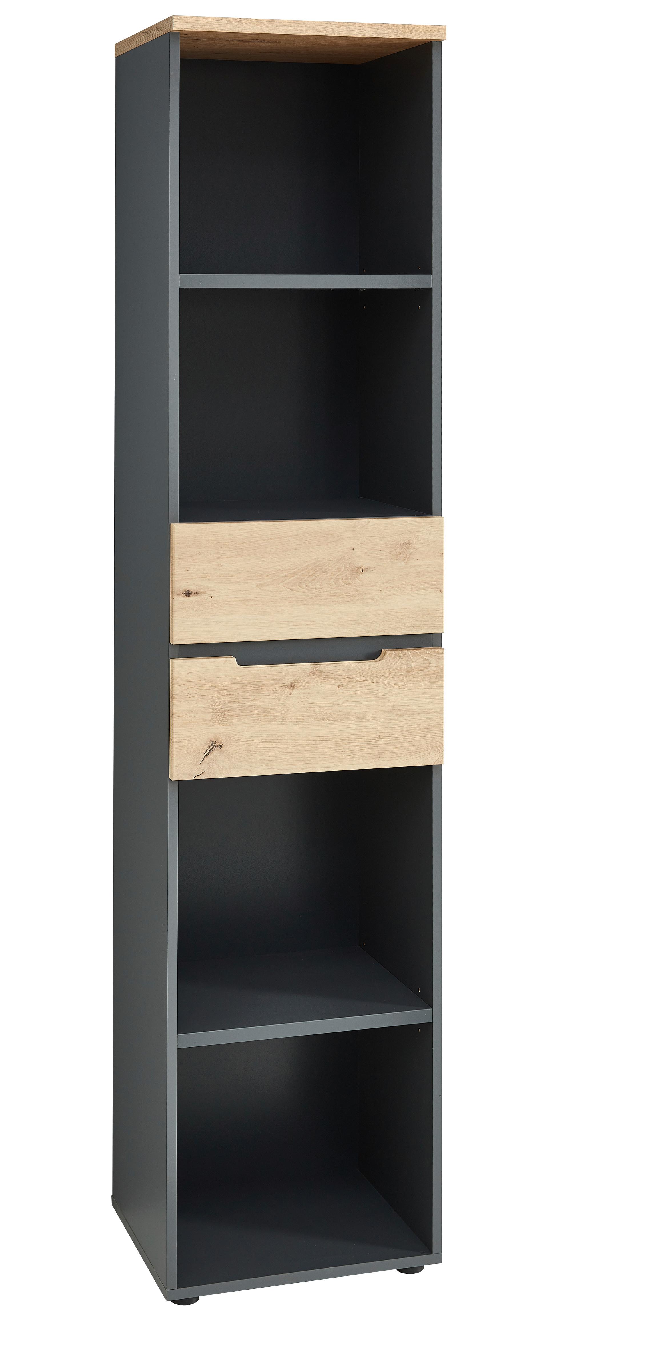 Regalkombination Memphis in Eiche Artisan/Graphitfarben - Graphitfarben/Eiche Artisan, Modern, Holzwerkstoff (45/197/38cm) - Premium Living