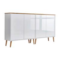 Sideboard Mailand Set 2 Weiß/Eiche - Weiß Hochglanz/Weiß, MODERN, Holz/Holzwerkstoff (158/86/33cm) - MID.YOU