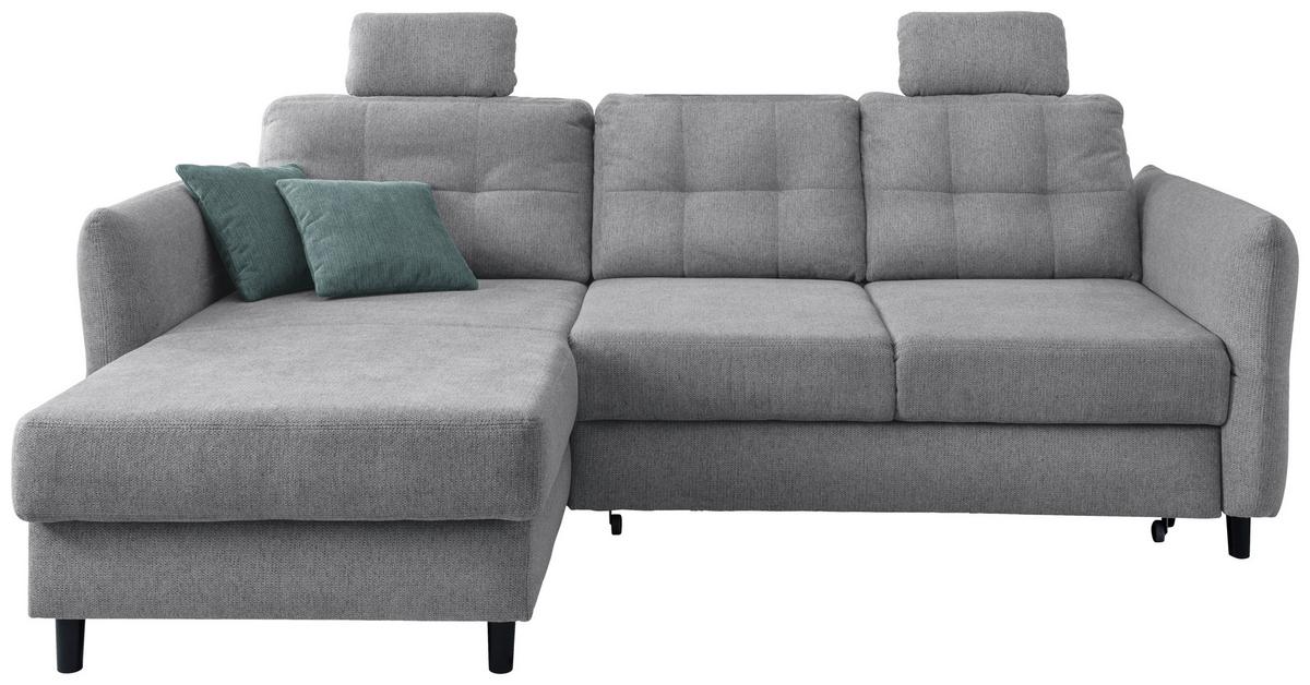 Wohnlandschaft Brizzini Silberfarben Chenille - Mintgrau/Silberfarben, MODERN, Holz/Textil (176/250-280cm) - Livetastic