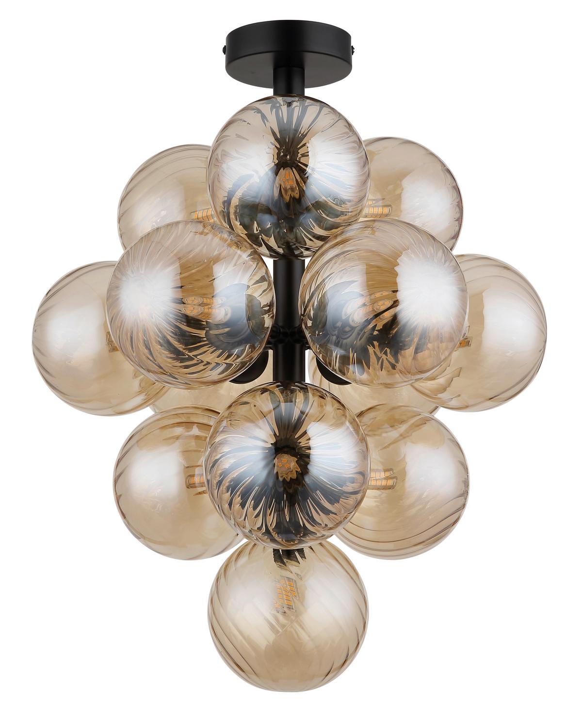 DECKENLEUCHTE 56146D - Schwarz/Orange, Design, Glas/Metall (39,5/50cm) - Globo