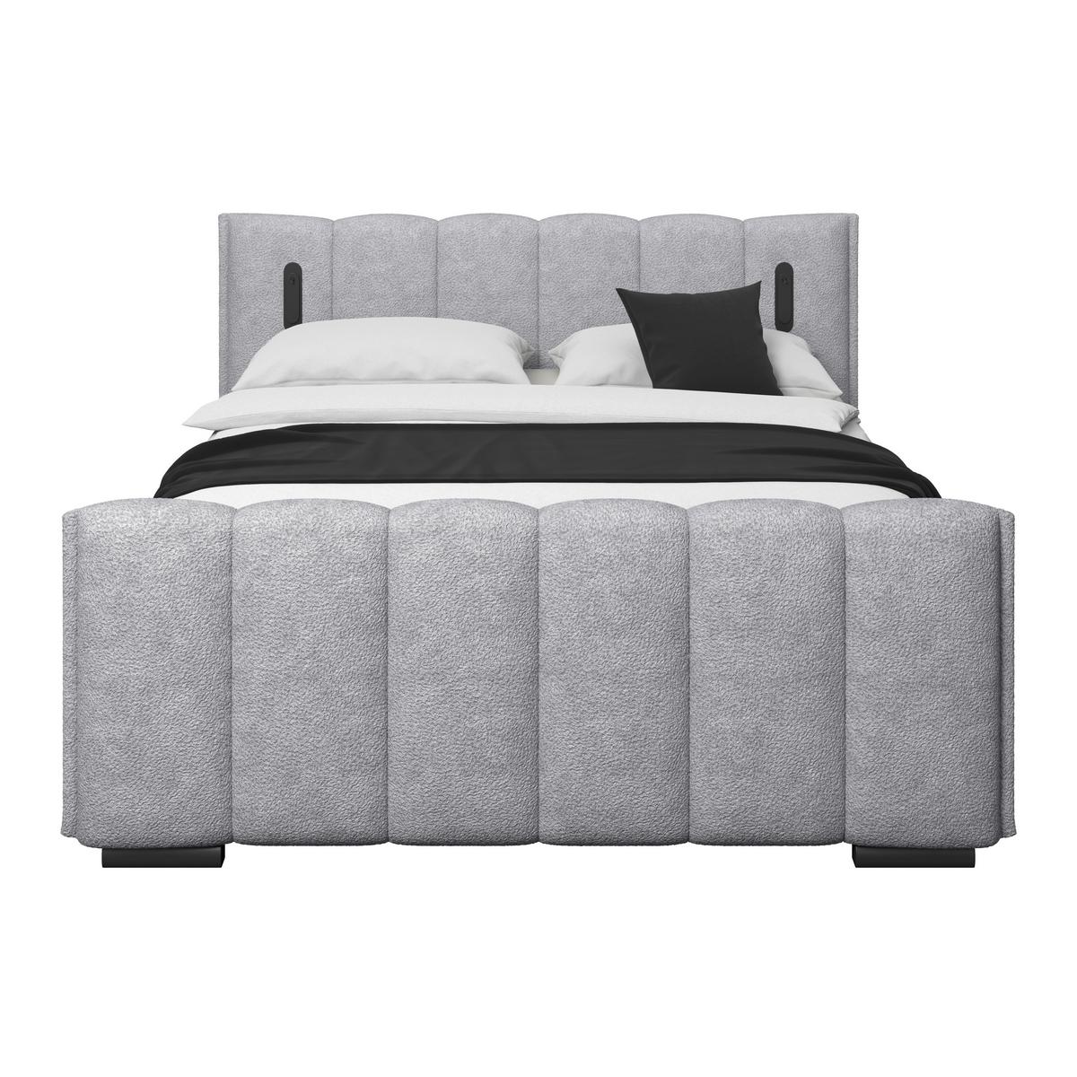 Boxspring Krevet Elysia - svijetlo siva/crna, Trend, drvni materijal/drvo (160/200cm) - Premium Living