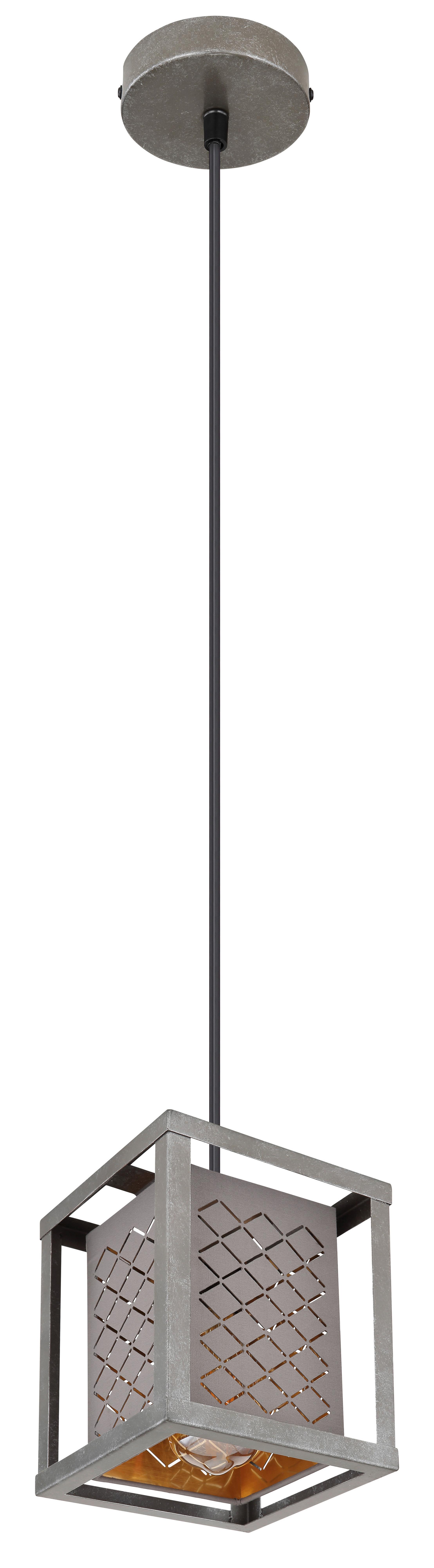 Viseća Svjetiljka 15498h - siva/srebrne boje, Design, metal/tekstil (17/17/120cm) - Globo