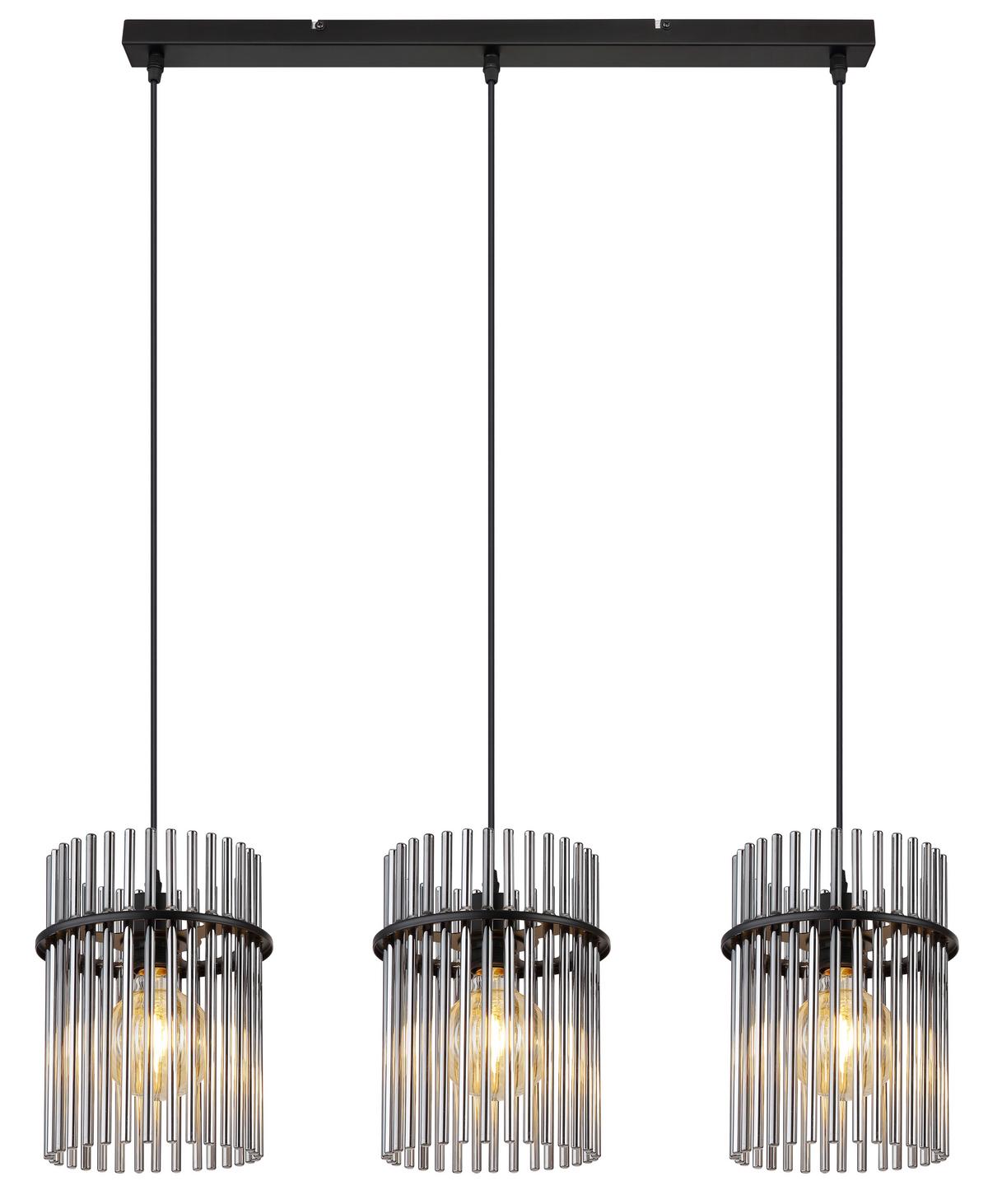 Függőlámpa 15698-3h Gorley - fekete/szürke, Design, műanyag/üveg (80/20/140cm) - Globo