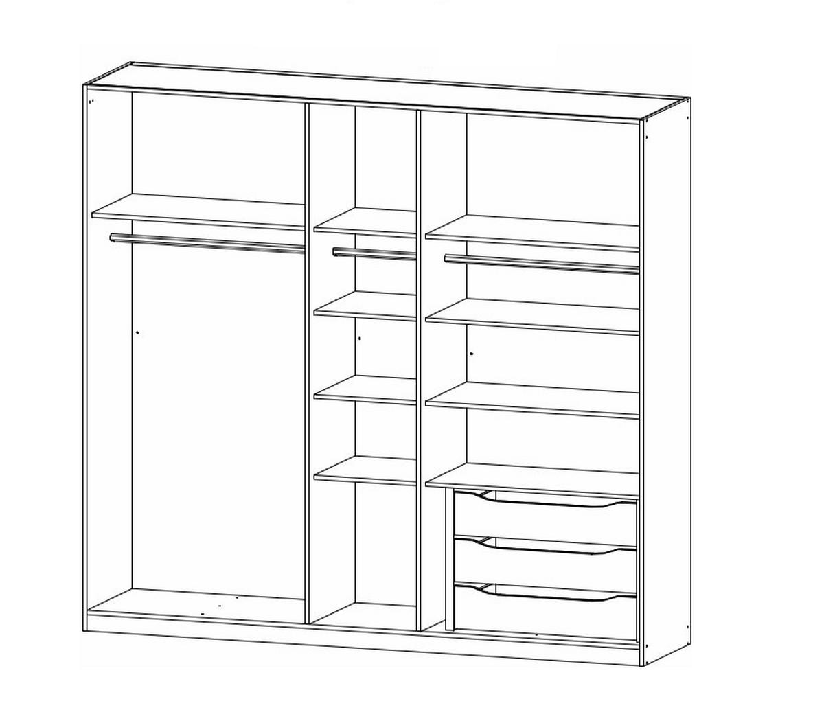 Omara S Klasičnimi Vrati Bellezza, Siva, Barva Hrasta - hrast wotan/temno siva, Design, umetna masa/steklo (226/210/54cm) - Stylife