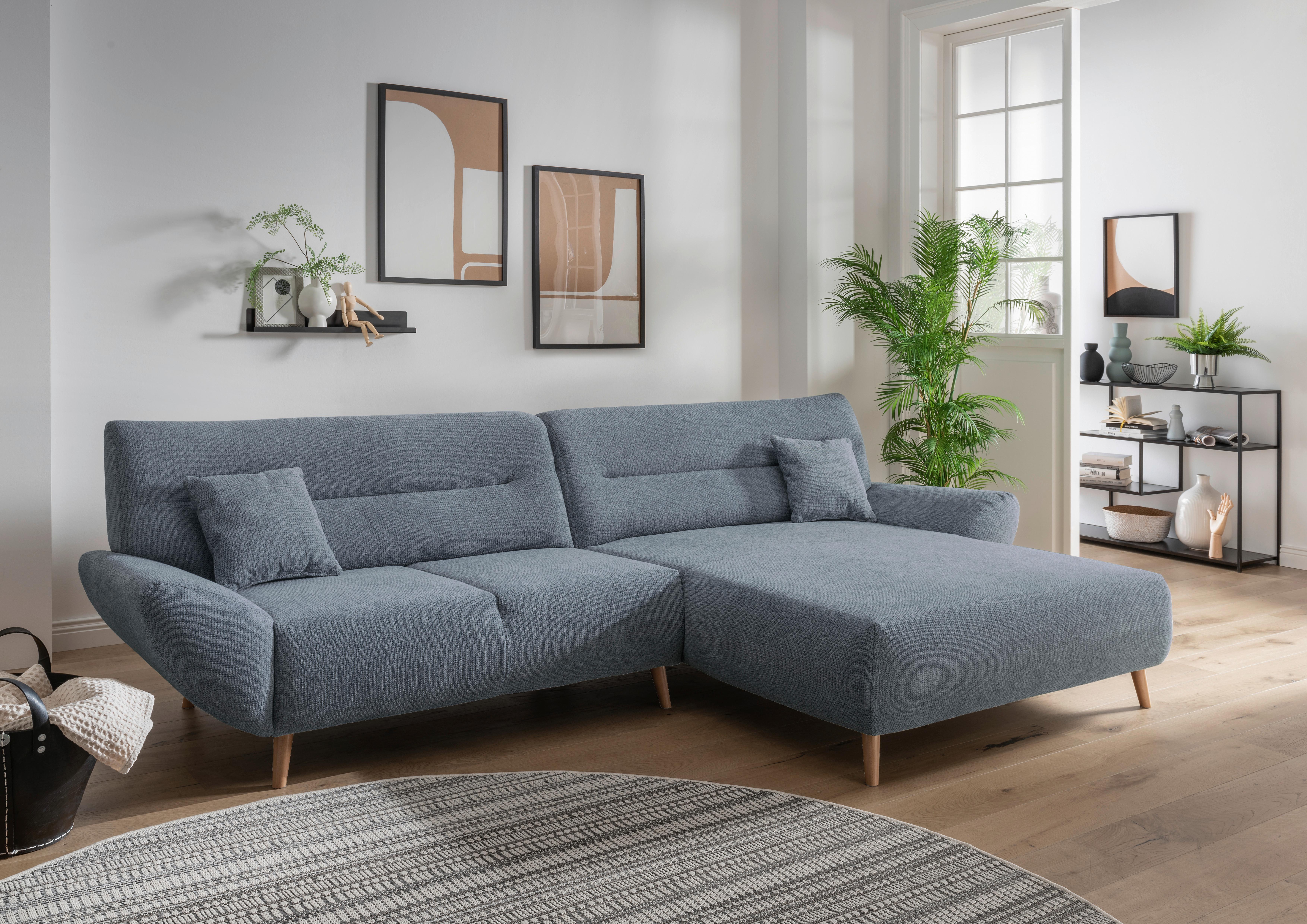Wohnlandschaft Drago Hellblau Chenille - Wildeiche/Hellblau, MODERN, Holz/Textil (290/166cm) - MID.YOU
